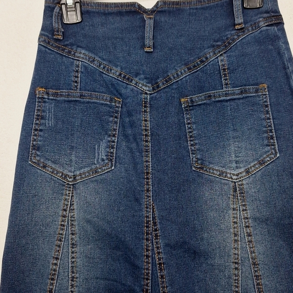 Char Tou Blue Medium Wash Western Cowgirl Button Front Denim Maxi Skirt Size S - Picture 8 of 13